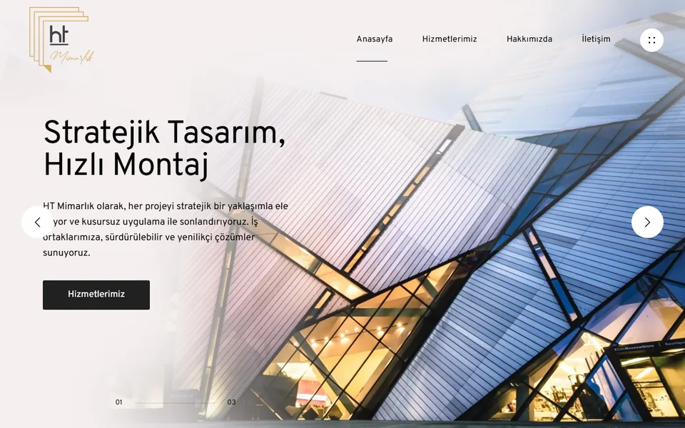 HT Mimarlık web sitesi ekran görüntüsü