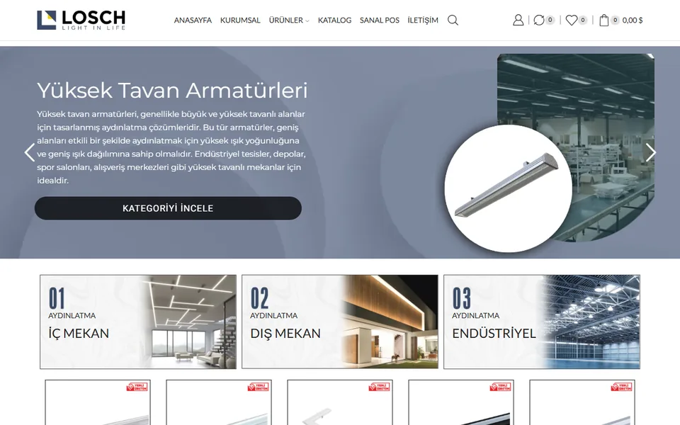 Losch web sitesi ekran görüntüsü