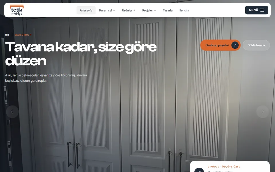 Tetik Mobilya web sitesi ekran görüntüsü