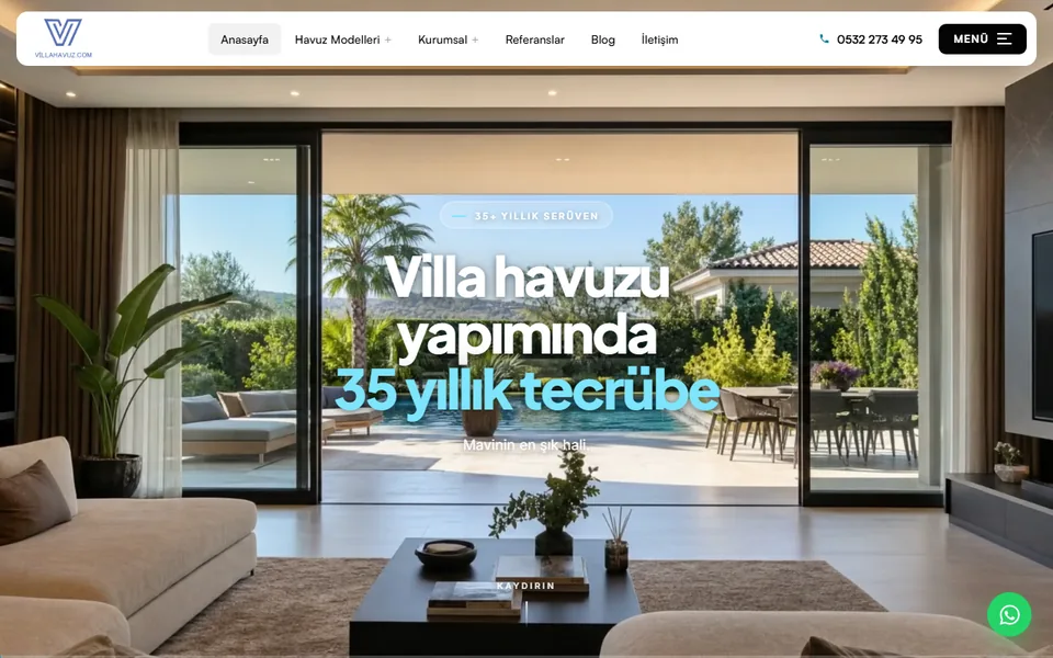 Villa Havuz web sitesi ekran görüntüsü